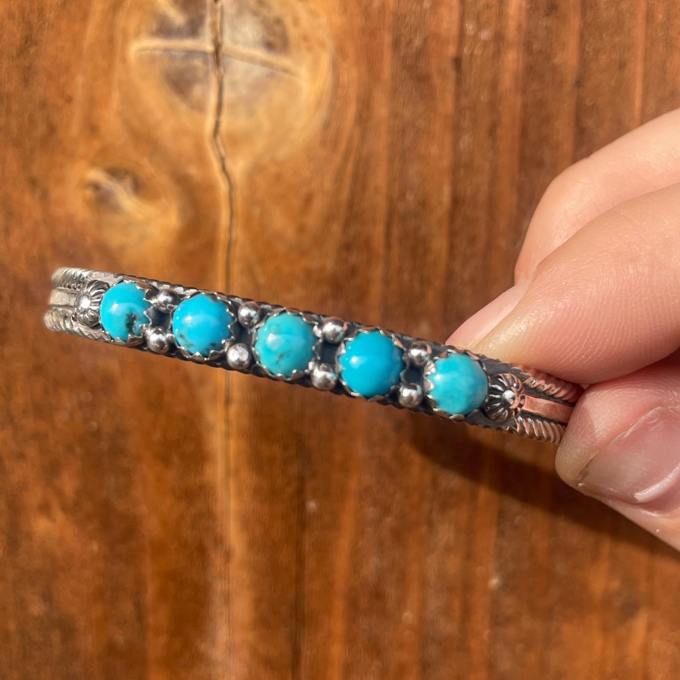 5 Stone Turquoise Cuff w/ Rope Design